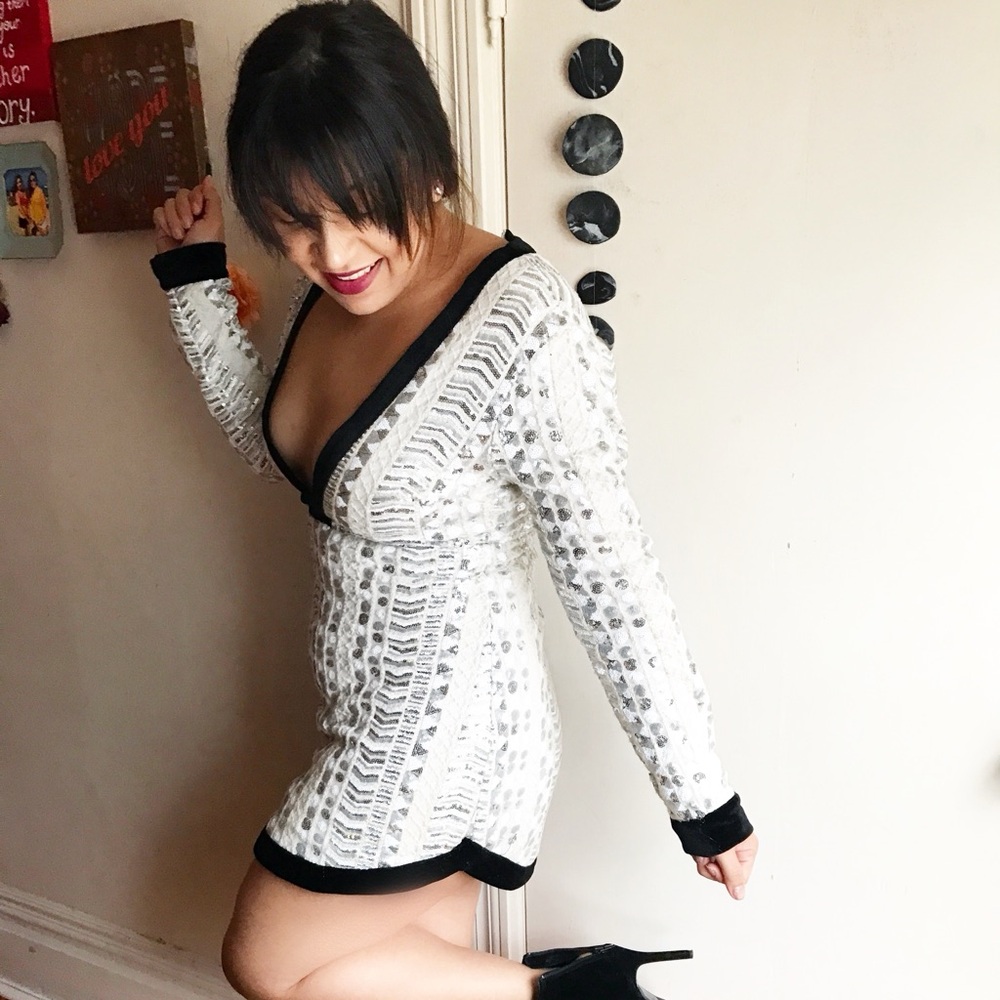 BEAUTIFUL Off-White Sequin Akira Dress